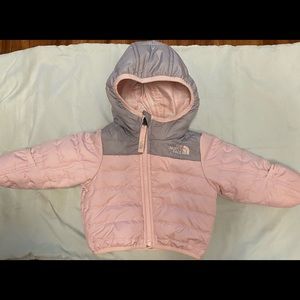 Northface baby girl’s reversible pink/gray jacket
